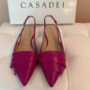 NWT. Casadei Fuchsia Women's Flats. Leather. Made in Italy. Size 6